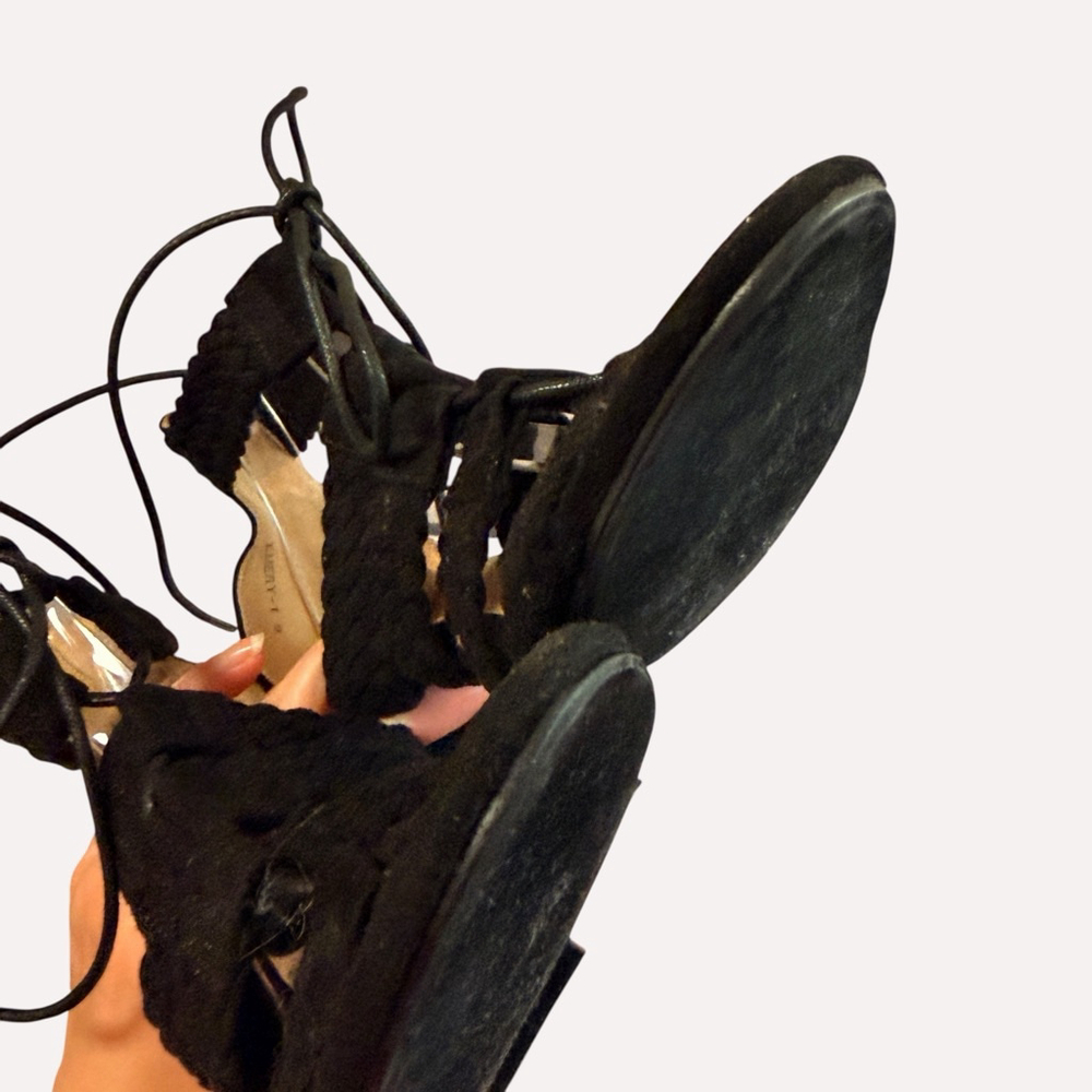 Cape Robbin Black Lace Up Braided Strap Block Heel Sandals Women’s Size 9 - Picture 9 of 11